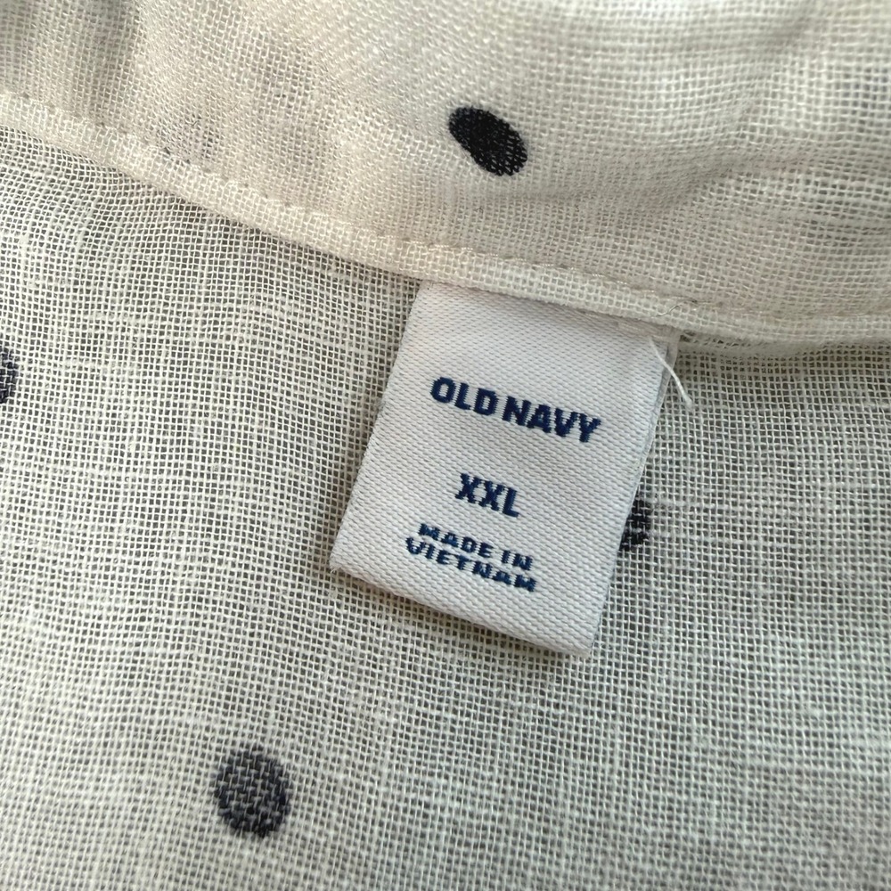 Old Navy White Polka Dot Linen Button Down XXL Tie Front Capsule Wardrobe - Picture 4 of 9